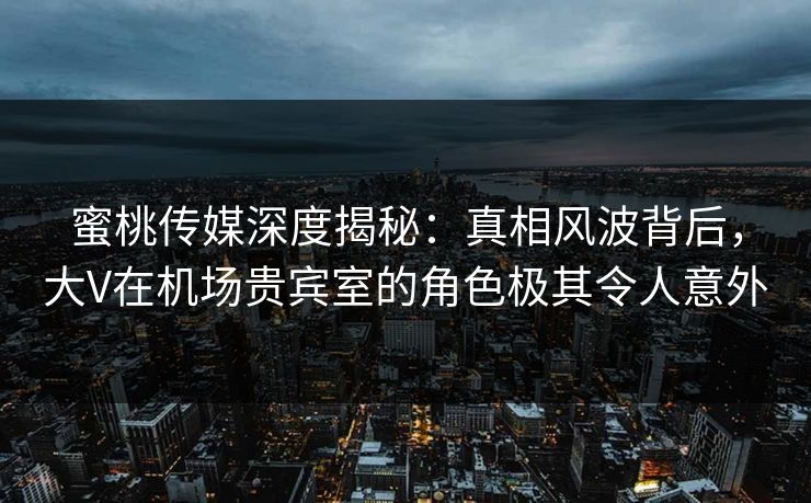 蜜桃传媒深度揭秘：真相风波背后，大V在机场贵宾室的角色极其令人意外