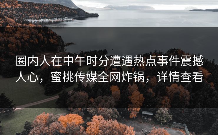 圈内人在中午时分遭遇热点事件震撼人心,蜜桃传媒全网炸锅,详情查看 圈内人在中午时分遭遇热点事件震撼人心,蜜桃传媒全网炸锅,详情查看
