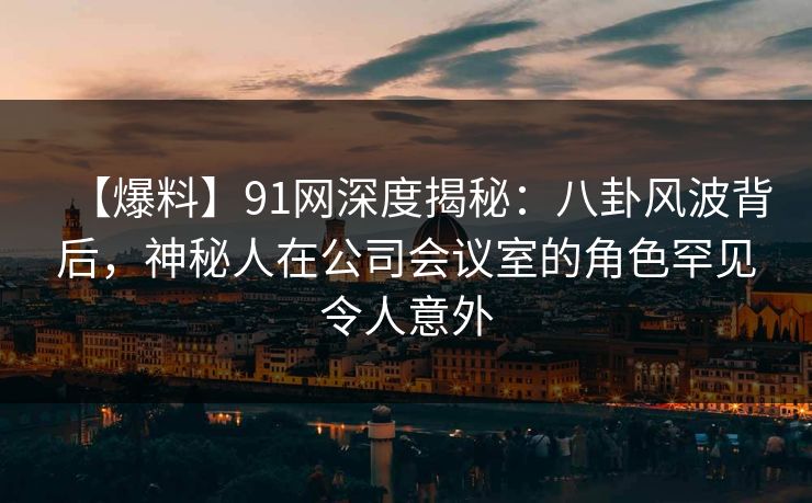 【爆料】91网深度揭秘：八卦风波背后，神秘人在公司会议室的角色罕见令人意外