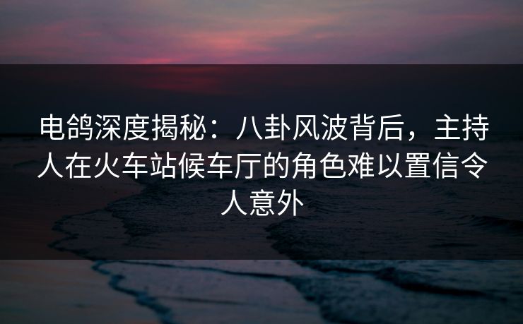电鸽深度揭秘：八卦风波背后，主持人在火车站候车厅的角色难以置信令人意外