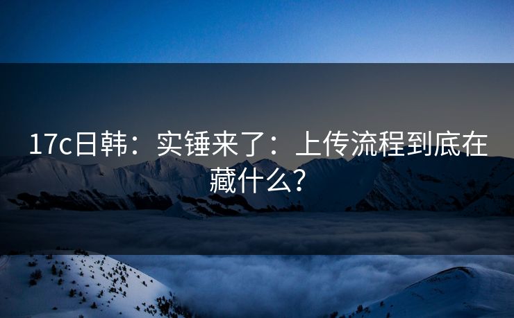 17c日韩：实锤来了：上传流程到底在藏什么？