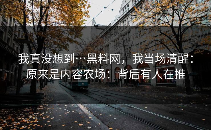 我真没想到…黑料网，我当场清醒：原来是内容农场：背后有人在推