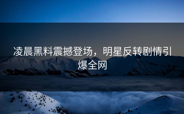 凌晨黑料震撼登场，明星反转剧情引爆全网